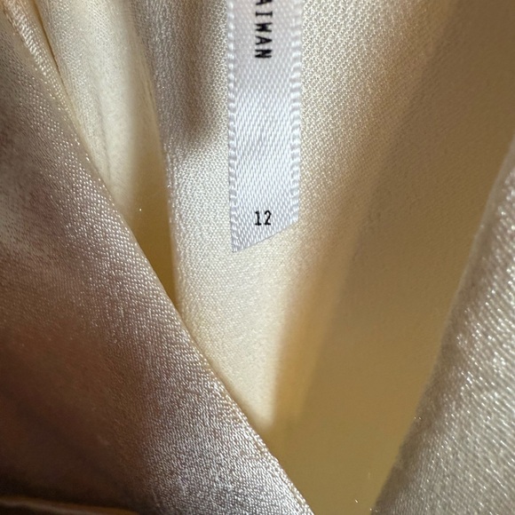 $395 sexy Free People Nadia champagne wide leg deep v neck satin Jumpsuit 12 - Picture 8 of 11